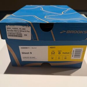 Brooks Ghost 9 Men's Shoes NIB Orange and Blue size 12.